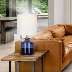 14.75" Ceramic Accent Lamp Blue - Cresswell Lighting -Desk Lamps sales shop unnamed file 4863