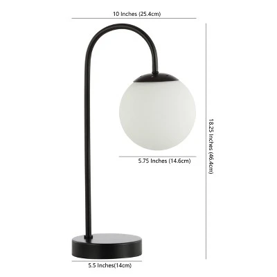 JONATHAN Y 18.25" Iron and Glass Arco Minimalist Mid Century Globe Table Lamp (Includes LED Light Bulb) Black - Jonathan Y 3 JONATHAN Y 18.25" Iron and Glass Arco Minimalist Mid Century Globe Table Lamp (Includes LED Light Bulb) Black - Jonathan Y - Image 3