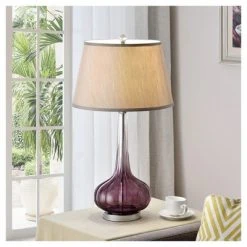 30" Retro Glass Table Lamp with 3-way Switch Purple - Ore International