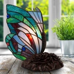Trademark Global Tiffany Style Butterfly Lamp (Includes LED Light Bulb)