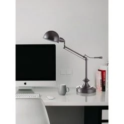 24.5" Traditional Modern Metal Desk/Desk/Study Lamp Silver - Ore International