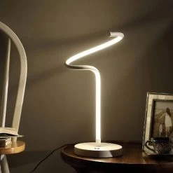 18" Modern Metal Spiral Table Lamp (Includes LED Light Bulb) White - Ore International -Desk Lamps sales shop unnamed file 4927