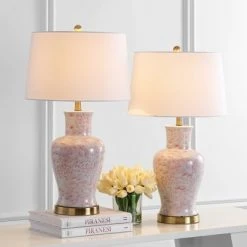 Set of 2 Calli Table Lamps Pink/White (Includes LED Light Bulb) - Safavieh -Desk Lamps sales shop unnamed file 493