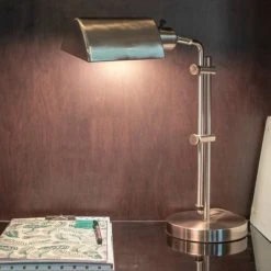 13" Adjustable Pharmacy Table Lamp Brushed Steel - Decor Therapy -Desk Lamps sales shop unnamed file 4954
