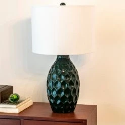24.5" Ceramic Tamara Faceted Table Lamp Emerald Green - Decor Therapy -Desk Lamps sales shop unnamed file 4962