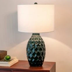 24.5" Ceramic Tamara Faceted Table Lamp Emerald Green - Decor Therapy -Desk Lamps sales shop unnamed file 4963