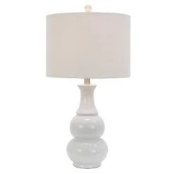 26.5" Harper Ceramic Table Lamp White (Includes CFL Light Bulb) - Decor Therapy