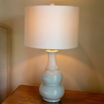 26.5" Harper Ceramic Table Lamp White (Includes CFL Light Bulb) - Decor Therapy 3 26.5" Harper Ceramic Table Lamp White (Includes CFL Light Bulb) - Decor Therapy - Image 3
