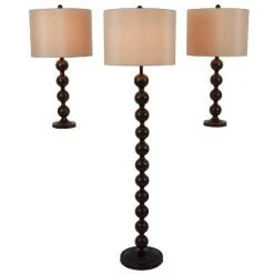 58.5" 3pk Ettie Stacked Ball Table Lamp Bronze - Decor Therapy