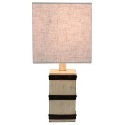 15" Campbell Square Barrel Accent Table Lamp (Includes LED Light Bulb) White - Decor Therapy