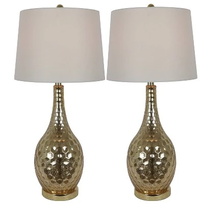 23" (Set of 2) Fletcher Glass Genie Table Lamps Gold (Includes LED Light Bulb) - Decor Therapy 1 23" (Set of 2) Fletcher Glass Genie Table Lamps Gold (Includes LED Light Bulb) - Decor Therapy