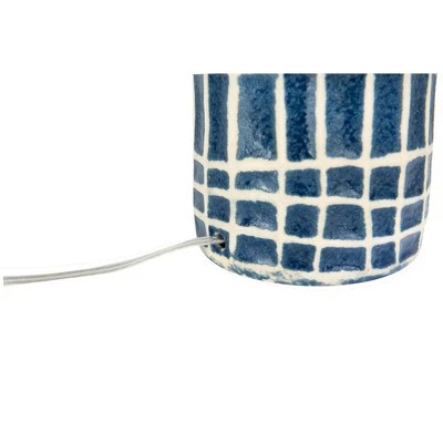 Stoneware Table Lamp with Embossed Grid Pattern - 3R Studios 4 Stoneware Table Lamp with Embossed Grid Pattern - 3R Studios - Image 4