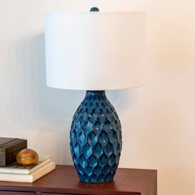 24.5" Tamara Faceted Ceramic Table Lamp - Dark Blue - Decor Therapy 6 24.5" Tamara Faceted Ceramic Table Lamp - Dark Blue - Decor Therapy - Image 6