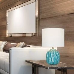 7.5" Ceramic Accent Lamp Teal (Includes LED Light Bulb) - Cresswell Lighting -Desk Lamps sales shop unnamed file 5066