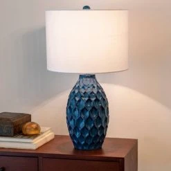 24.5" Tamara Faceted Ceramic Table Lamp - Dark Blue - Decor Therapy 15 24.5" Tamara Faceted Ceramic Table Lamp - Dark Blue - Decor Therapy -Desk Lamps sales shop unnamed file 507