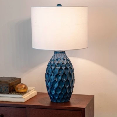 24.5" Tamara Faceted Ceramic Table Lamp - Dark Blue - Decor Therapy 7 24.5" Tamara Faceted Ceramic Table Lamp - Dark Blue - Decor Therapy - Image 7