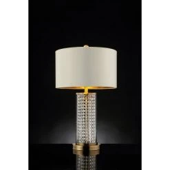 28.75" Traditional Metal Table Lamp with Crystal Accents Gold - Ore International