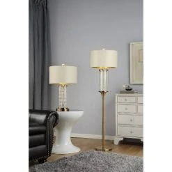 28.75" Traditional Metal Table Lamp with Crystal Accents Gold - Ore International -Desk Lamps sales shop unnamed file 5073