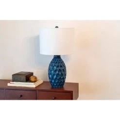 24.5" Tamara Faceted Ceramic Table Lamp - Dark Blue - Decor Therapy 16 24.5" Tamara Faceted Ceramic Table Lamp - Dark Blue - Decor Therapy -Desk Lamps sales shop unnamed file 508