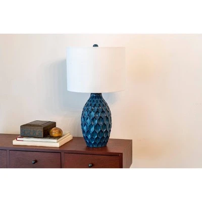 24.5" Tamara Faceted Ceramic Table Lamp - Dark Blue - Decor Therapy 8 24.5" Tamara Faceted Ceramic Table Lamp - Dark Blue - Decor Therapy - Image 8
