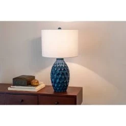 24.5" Tamara Faceted Ceramic Table Lamp - Dark Blue - Decor Therapy 17 24.5" Tamara Faceted Ceramic Table Lamp - Dark Blue - Decor Therapy -Desk Lamps sales shop unnamed file 509