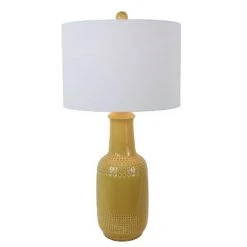 27.5" Patterned Ceramic Table Lamp Camel Glaze - Decor Therapy