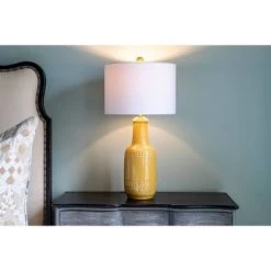 27.5" Patterned Ceramic Table Lamp Camel Glaze - Decor Therapy 17 27.5" Patterned Ceramic Table Lamp Camel Glaze - Decor Therapy -Desk Lamps sales shop unnamed file 5128