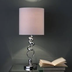 21.5" Modern Metal Table Lamp with Twisted Base Silver - Ore International -Desk Lamps sales shop unnamed file 5137