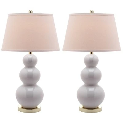 Set of 2 Pamela Triple Gourd Lamp (Includes LED Light Bulb) White - Safavieh 2 Set of 2 Pamela Triple Gourd Lamp (Includes LED Light Bulb) White - Safavieh - Image 2