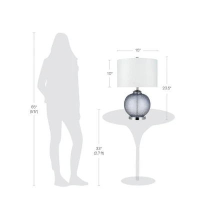 23.5" Glass Table Lamp Gray - Cresswell Lighting 2 23.5" Glass Table Lamp Gray - Cresswell Lighting - Image 2