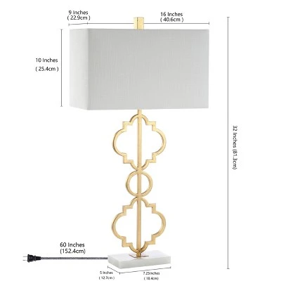 JONATHAN Y 32" Iron Salina Ogee Trellis Modern Table Lamp (Includes LED Light Bulb) Gold - Jonathan Y 3 JONATHAN Y 32" Iron Salina Ogee Trellis Modern Table Lamp (Includes LED Light Bulb) Gold - Jonathan Y - Image 3