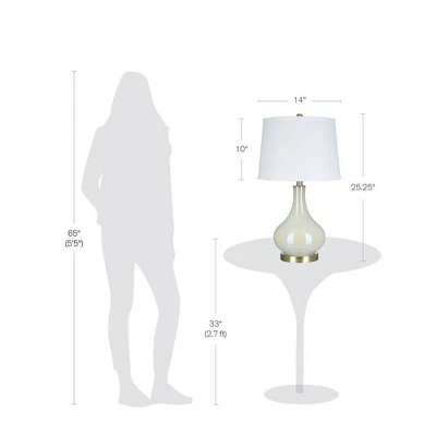 25.25" Glass Lamp White - Cresswell Lighting 4 25.25" Glass Lamp White - Cresswell Lighting - Image 4