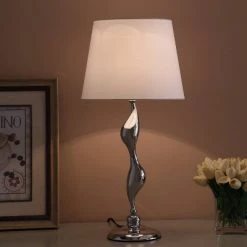24" Modern Metal Table Lamp with Twisted Base Silver - Ore International -Desk Lamps sales shop unnamed file 5183