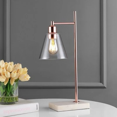 JONATHAN Y 22.25" Metal and Marble Lorena Modern Glam Table Lamp (Includes LED Light Bulb) Copper - Jonathan Y 1 JONATHAN Y 22.25" Metal and Marble Lorena Modern Glam Table Lamp (Includes LED Light Bulb) Copper - Jonathan Y