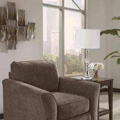 29.5" Traditional Metal Table Lamp with Crystal Accent (Includes CFL Light Bulb) Silver - Ore International