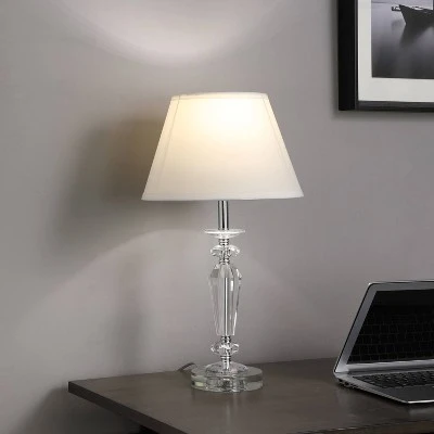 21.5" Traditional Crystal Glass Table Lamp Silver - Ore International 1 21.5" Traditional Crystal Glass Table Lamp Silver - Ore International