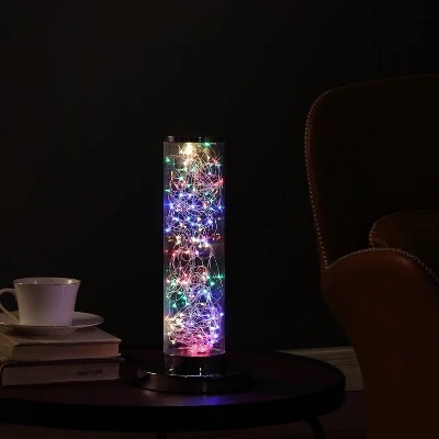 13" Novelty Metal Tube Table Lamp (Includes LED Light Bulb) Silver/Clear - Ore International 2 13" Novelty Metal Tube Table Lamp (Includes LED Light Bulb) Silver/Clear - Ore International - Image 2