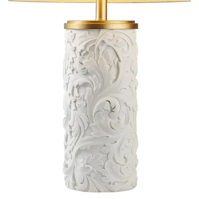 29.5" Antique Polyresin Table Lamp with Etched Base White - Ore International 2 29.5" Antique Polyresin Table Lamp with Etched Base White - Ore International - Image 2
