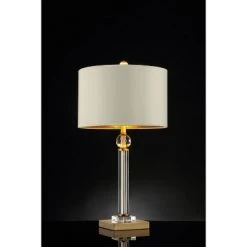 29.5" Traditional Metal Table Lamp with Crystal Accents Gold - Ore International