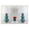(Set of 2) 28" Pamela Triple Gourd Ceramic Lamp Marine Blue (Includes CFL Light Bulb) - Safavieh