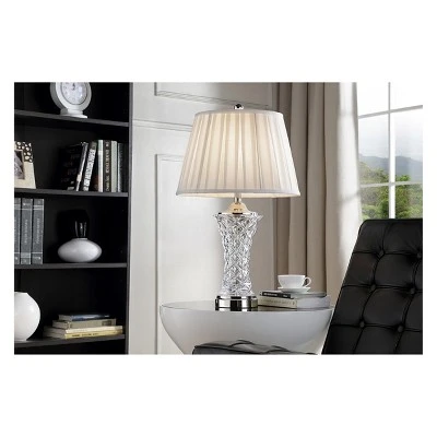28.5" Traditional Clear Glass Table Lamp with 3Way Switch (Includes CFL Light Bulb) Silver - Ore International 1 28.5" Traditional Clear Glass Table Lamp with 3Way Switch (Includes CFL Light Bulb) Silver - Ore International