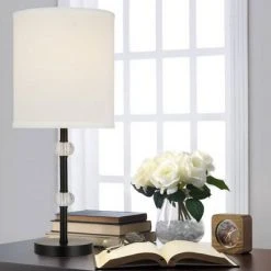 19.25" Stick Table Lamp with Acrylic Accent (Includes LED Light Bulb) Black - Cresswell Lighting -Desk Lamps sales shop unnamed file 5261