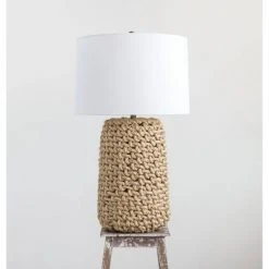 Jute Rope Table Lamp with Linen Shade - 3R Studios