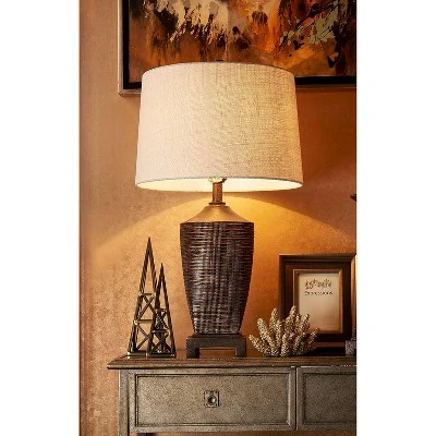 30" Traditional Polyresin Table Lamp with Textured Pattern (Includes CFL Light Bulb) Brown - Ore International 2 30" Traditional Polyresin Table Lamp with Textured Pattern (Includes CFL Light Bulb) Brown - Ore International - Image 2