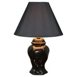 13" Traditional Ceramic Table Lamp Black - Ore International