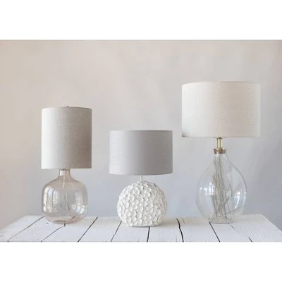 Transparent Glass Table Lamp with Cotton Shade - 3R Studios 1 Transparent Glass Table Lamp with Cotton Shade - 3R Studios