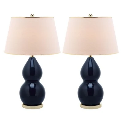 (Set of 2) 26.5" Jill Double- Gourd Ceramic Lamp Navy (Includes CFL Light Bulb) - Safavieh 1 (Set of 2) 26.5" Jill Double- Gourd Ceramic Lamp Navy (Includes CFL Light Bulb) - Safavieh