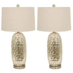 20.5" Set of 2 Antique Mercury Dimple Glass Table Lamps Gold - Decor Therapy
