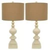 23" Set of 2 Distressed Cream Resin Table Lamp Cream - Decor Therapy
