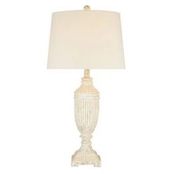 28" Faux Wood Table Lamp (Includes LED Light Bulb) White - Cresswell Lighting